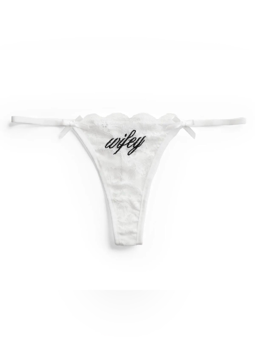 29L White "Wifey" Lace Thong Lingerie